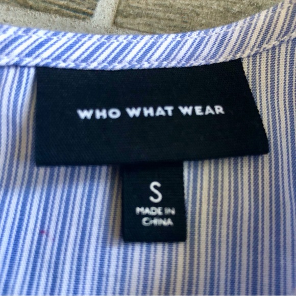 Who What Wear Blue and White Long Sleeve Blouse - Size Small - Picture 3 of 12